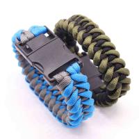 cordon de polyester Bracelet de survie, avec plastique, Lame intégrée & avec un bâton de feu & avec boussole, Couleur aléatoire, 25mm Environ 11.8 pouce, Vendu par brin