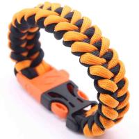 cordón poliéster Pulsera de la supervivencia, con Plástico, Hoja incorporada & con un palo de fuego & con el compás & unisexo, naranja, longitud:aproximado 11.8 Inch, Vendido por Sarta