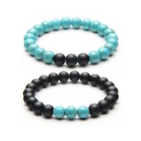 Piedras preciosas Pulsera, con Turquesa sintético & Ágata negra & Ágata loca, aleación de cinc cierre magnético, diferentes materiales para la opción & unisexo, 8mm, longitud:aproximado 8 Inch, 2Strandsfilamento/Grupo, Vendido por Grupo