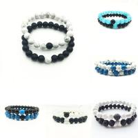 pierre gemme bracelet, différents matériaux pour le choix & unisexe & pour le couple, 8mm Environ 7 pouce é, Vendu par fixé
