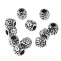 Cuenta Plástica De CCB, plástico recubierto de cobre, Tambor, chapado en color de plata antigua, 9x8mm, agujero:aproximado 2-3mm, 100PCs/Bolsa, Vendido por Bolsa