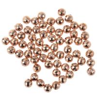 granos de plástico plateado CCB, plástico recubierto de cobre, Esférico, chapado en color rosa dorada, 6mm, agujero:aproximado 1mm, 100PCs/Bolsa, Vendido por Bolsa