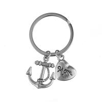 Zink-Legierung Schlüsselanhänger Schmuck, Zinklegierung, mit Eisen Ring, Anker, Wort mom, antik silberfarben plattiert, frei von Blei & Kadmium, 20-50mm, 3PCs/Tasche, verkauft von Tasche