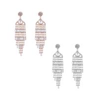 Fashion Fringe Earrings, Zinc Alloy, with Crystal, plated, vintage & Bohemian style & for woman & hollow 