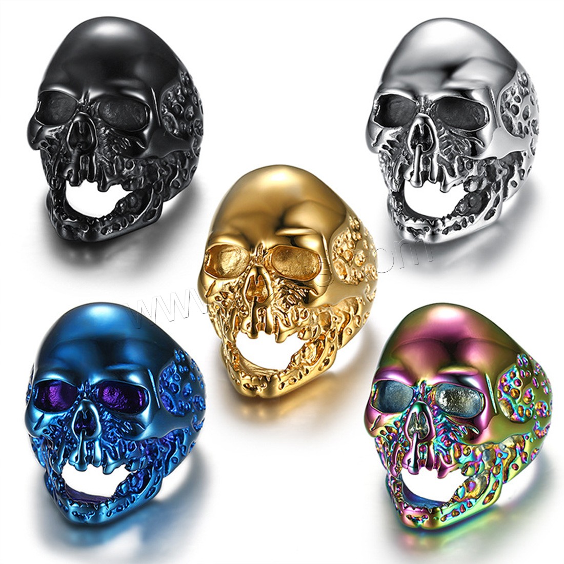 Enamel Stainless Steel Finger Ring, Skull, plated, Unisex & different size for choice, more colors for choice, 36mm, Sold By PC