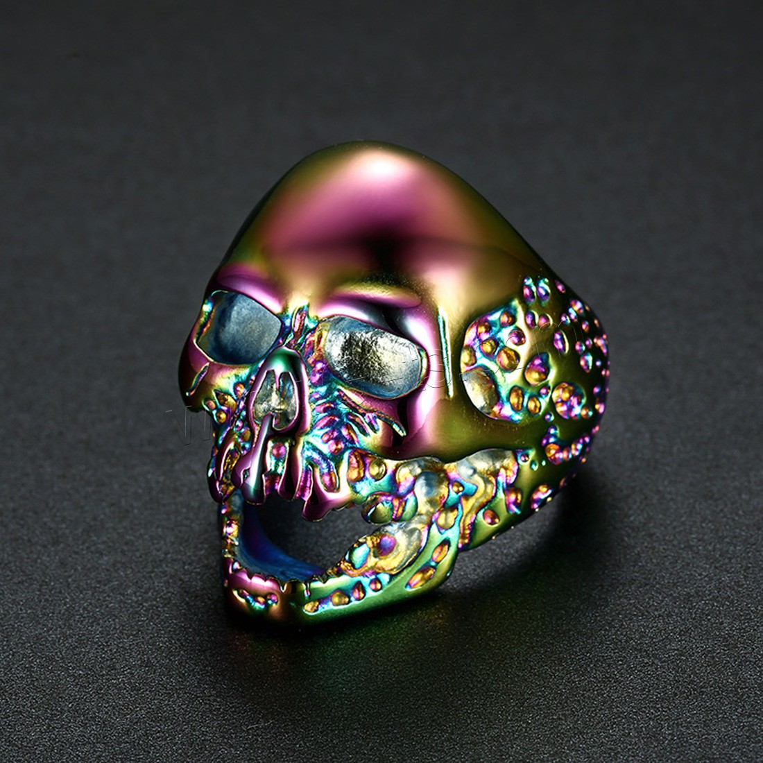 Enamel Stainless Steel Finger Ring, Skull, plated, Unisex & different size for choice, more colors for choice, 36mm, Sold By PC