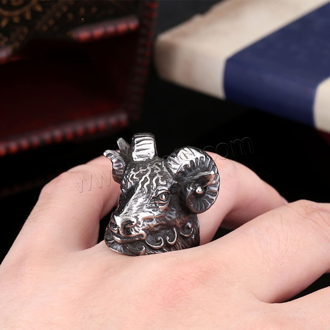 Men Stainless Steel Ring in Bulk, Sheep, different size for choice & for man & blacken, 27.5mm, Sold By PC