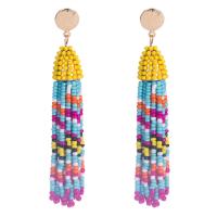 Fashion Fringe Earrings, Zinc Alloy, with Seedbead, plated, vintage & multilayer & Bohemian style & for woman 