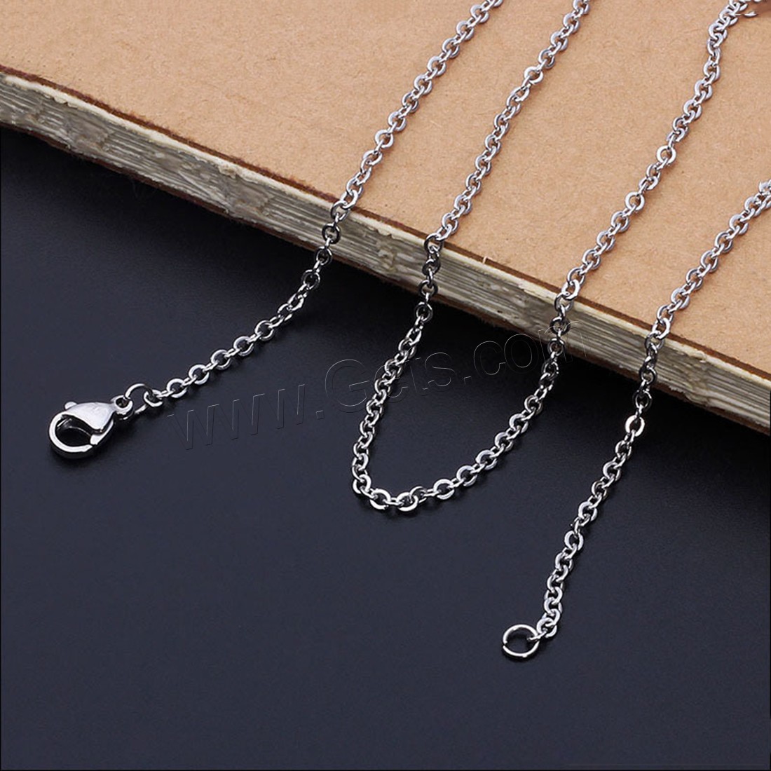 Stainless Steel Chain Necklace, different length for choice & Unisex & oval chain, original color, 1.6mm, Sold By Strand