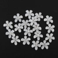 Acrylic Decoration Flower, with rhinestone, white 