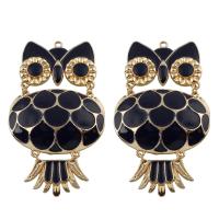 Zinc Alloy Animal Pendants, Owl, gold color plated, enamel, lead & cadmium free Approx 3mm 