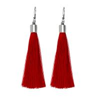 Zinc Alloy Tassel Earring, with Nylon Cord, iron earring hook, plated, for woman lead & cadmium free 