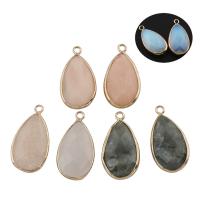 Gemstone Brass Pendants, with Brass, Teardrop, gold color plated Approx 1.5mm 