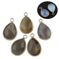 Gemstone Brass Pendants, with Brass, Teardrop, gold color plated Approx 1.5mm 