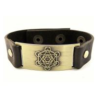 Leder Armband, mit Zinklegierung, antike Goldfarbe plattiert, unisex, Länge:ca. 6.5-7.5 ZollInch, verkauft von Strang