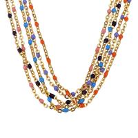 Chaîne collier de mode en acier inoxydable, avec résine, Placage de couleur d'or, chaîne ovale & pour femme, plus de couleurs à choisir, 1.5mm Environ 17 pouce, Vendu par brin