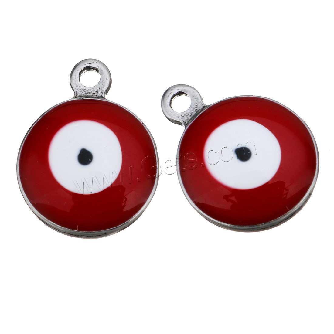 Enamel Stainless Steel Pendant, Flat Round, evil eye pattern & different size for choice, more colors for choice, Hole:Approx 1.5mm, Sold By PC