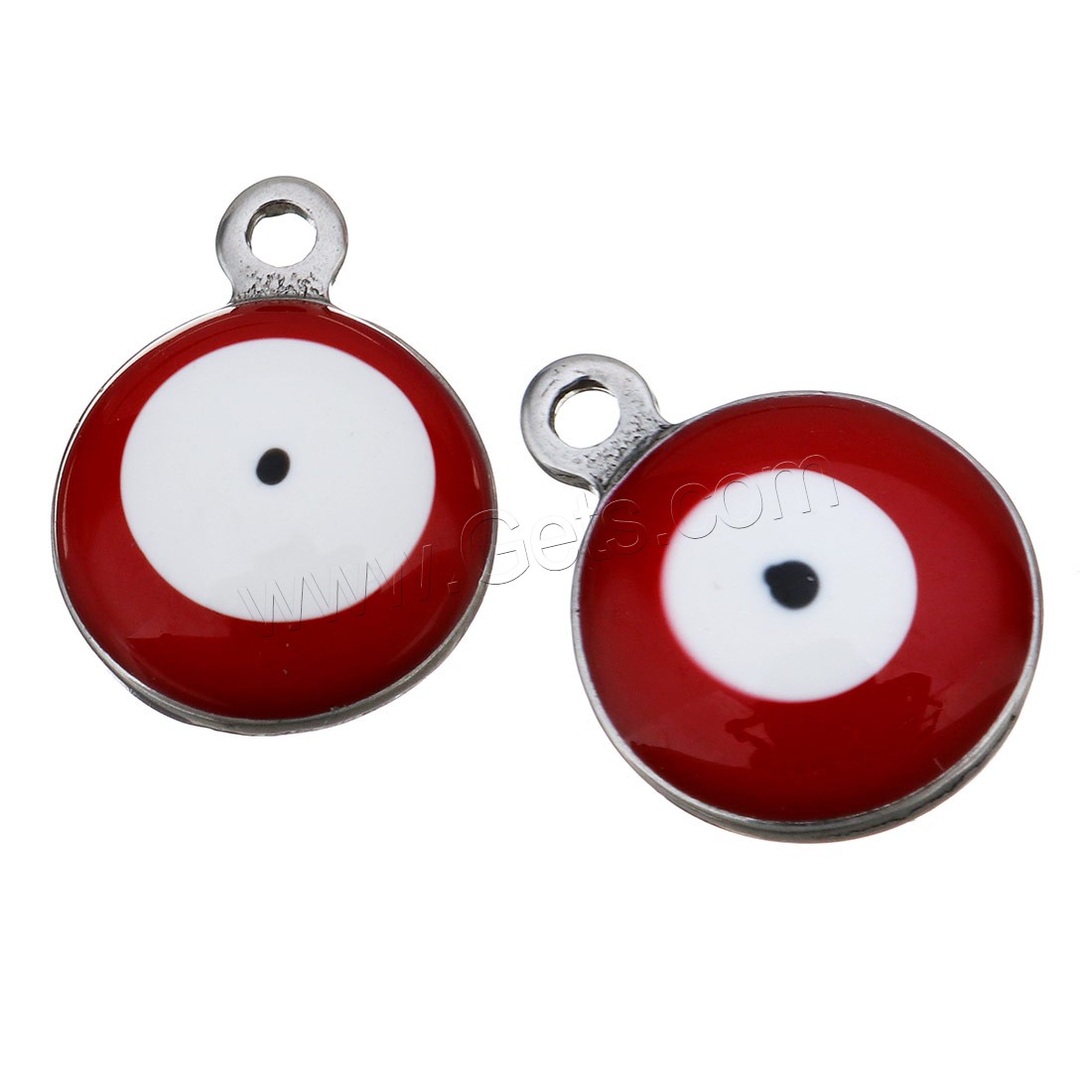 Enamel Stainless Steel Pendant, Flat Round, evil eye pattern & different size for choice, more colors for choice, Hole:Approx 1.5mm, Sold By PC