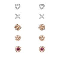 alliage de zinc Stud Set, acier inoxydable puce boucle d'oreille, Placage, pour femme & avec strass & mélangé, sans plomb et cadmium Vendu par lot