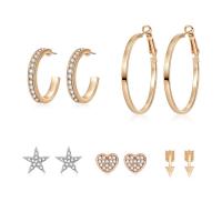 alliage de zinc Boucles d'oreilles, acier inoxydable puce boucle d'oreille, Placage, pour femme & avec strass & mélangé, sans plomb et cadmium Vendu par lot