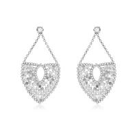 Boucle d'oreille de zinc alliage strass goutte, alliage de zinc, acier inoxydable puce boucle d'oreille, Placage de couleur platine, pour femme & avec strass, sans plomb et cadmium Vendu par paire