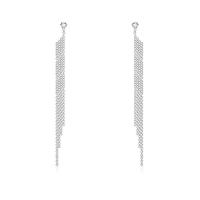 Zinc Alloy Tassel Earring, stainless steel post pin, platinum color plated, for woman & with rhinestone, lead & cadmium free 