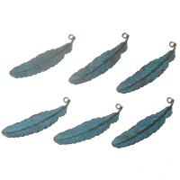 Colgantes de pluma de aleación de cinc, aleación de zinc, Pavonado, libre de plomo & cadmio, 12x52mm, agujero:aproximado 1mm, 10PCs/Bolsa, Vendido por Bolsa