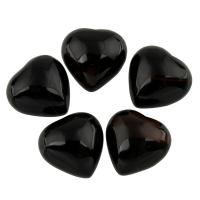 Black Agate Cabochon, Heart, flat back 