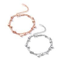 Pulseras de acero inoxidable, con 45mm extender cadena, chapado, cadena de caja & para mujer & 2-sarta, más colores para la opción, 4mm,5mm, longitud:aproximado 6.7 Inch, Vendido por Sarta