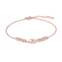 Bracelets en acier inoxydable bijoux, avec 40mm chaînes de rallonge, poisson, Plaqué de couleur d'or rose, chaîne ovale & pour femme & avec zircone cubique, 13mm Environ 8.3 pouce, Vendu par brin