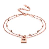 Bracelets en acier inoxydable bijoux, avec 60mm chaînes de rallonge, cadnas, Plaqué de couleur d'or rose, chaîne ovale & pour femme & avec zircone cubique & 2 fils, 13mm Environ 8.7 pouce, Vendu par brin