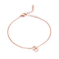 Bracelets en acier inoxydable bijoux, avec 40mm chaînes de rallonge, beignet, Plaqué de couleur d'or rose, chaîne ovale & pour femme & avec zircone cubique, 8mm Environ 8.3 pouce, Vendu par brin