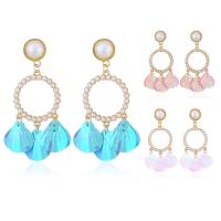 alliage de zinc Boucle d'oreille goutte, avec Plastique ABS perle & Sequin en plastique, acier inoxydable puce boucle d'oreille, Placage de couleur d'or, styles différents pour le choix & pour femme, plus de couleurs à choisir, sans plomb et cadmium Vendu par paire