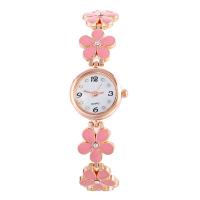 Reloj de Pulsera de mujeres, aleación de zinc, con Vidrio, Flor, chapado en color rosa dorada, para mujer & esmalte & con diamantes de imitación, más colores para la opción, 28x7mm, longitud:aproximado 5 Inch, Vendido por UD