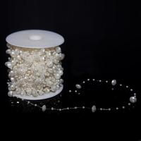 ABS Plastic Pearl Bead Garland Strand, white, 10mm, Approx 