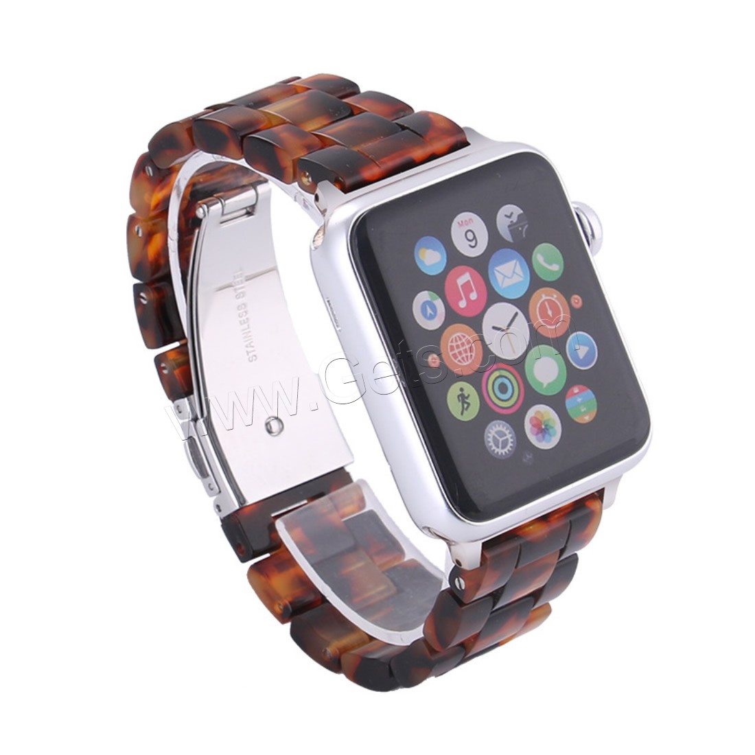 Resin Watch Band, with Stainless Steel, for Apple Watch & Unisex & different size for choice, more colors for choice, Length:Approx 7 Inch, Sold By Strand