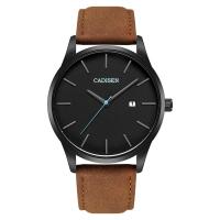 Reloj de hombre CADISEN®, Cuero de vaca, con Vidrio & acero inoxidable & aleación de zinc, movimiento japonés, iónico negro, Resistente al agua de la vida & ajustable & para hombre, 42x10mm, longitud:aproximado 8 Inch, Vendido por UD