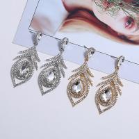 Boucle d'oreille de zinc alliage strass goutte, alliage de zinc, avec verre, acier inoxydable puce boucle d'oreille, Placage, pour femme, plus de couleurs à choisir, sans plomb et cadmium, 78mm, Vendu par paire