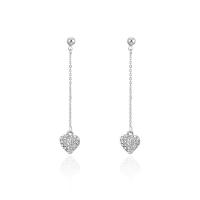 Boucle d'oreille de zinc alliage strass goutte, alliage de zinc, acier inoxydable puce boucle d'oreille, coeur, Placage de couleur platine, pour femme & avec strass, sans plomb et cadmium Vendu par paire