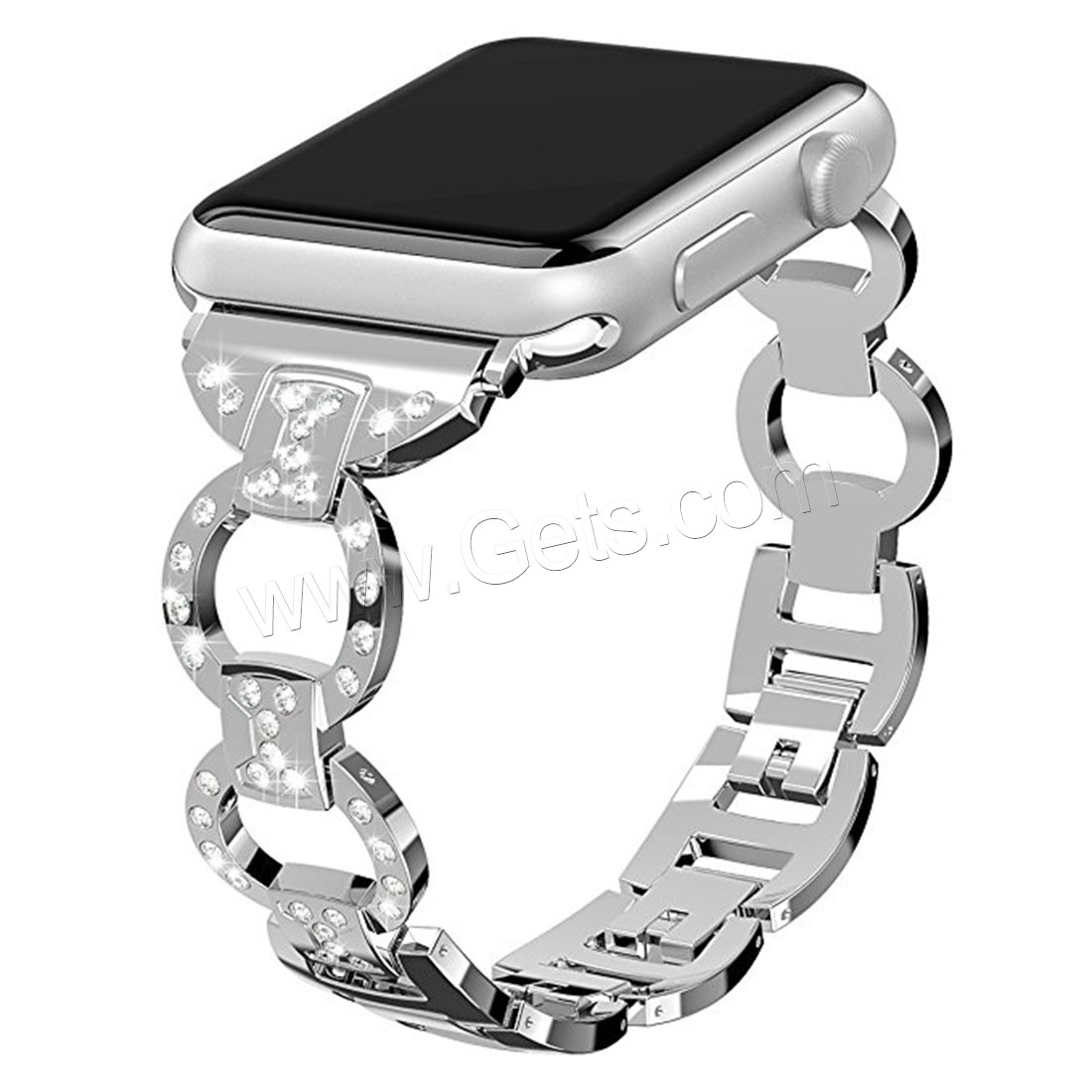 alliage de zinc bracelet de montre, Placage, pour Apple Watch & normes différentes pour le choix & avec strass, plus de couleurs à choisir, Longueur:Environ 8.2 pouce, Vendu par brin