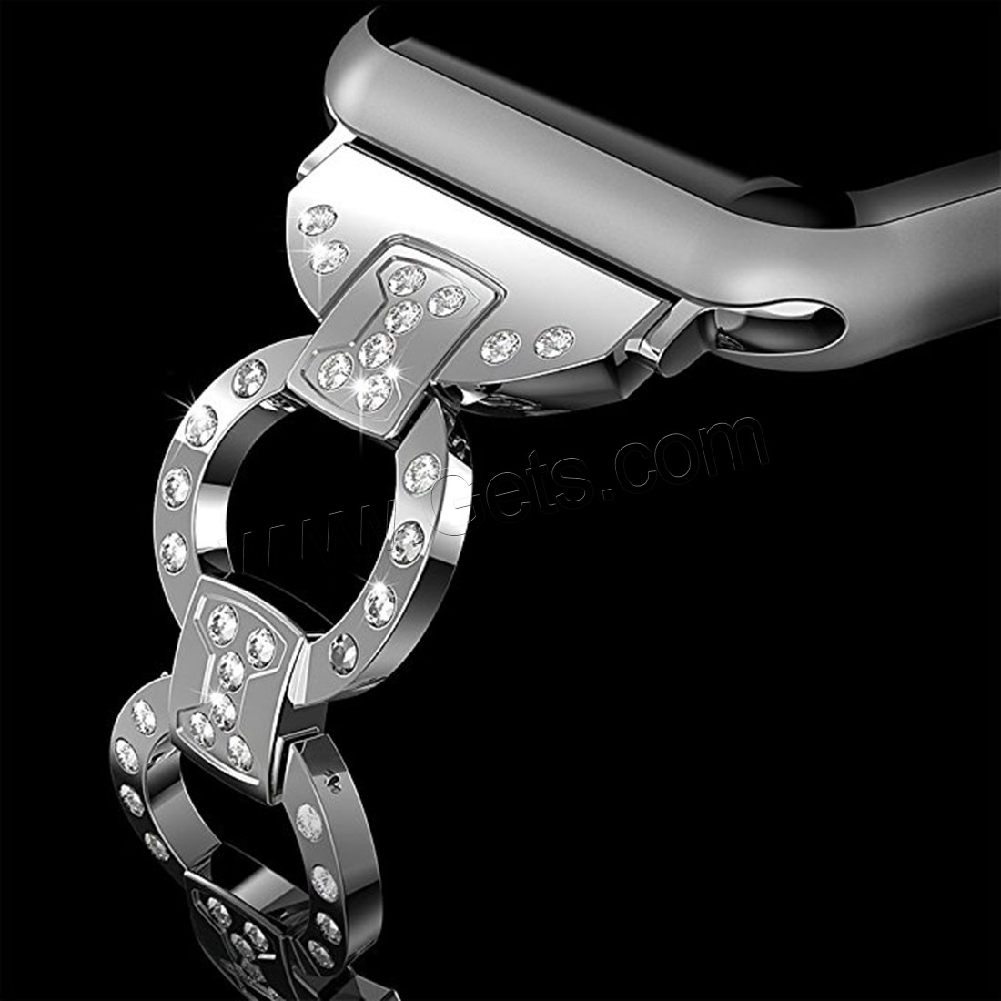 alliage de zinc bracelet de montre, Placage, pour Apple Watch & normes différentes pour le choix & avec strass, plus de couleurs à choisir, Longueur:Environ 8.2 pouce, Vendu par brin