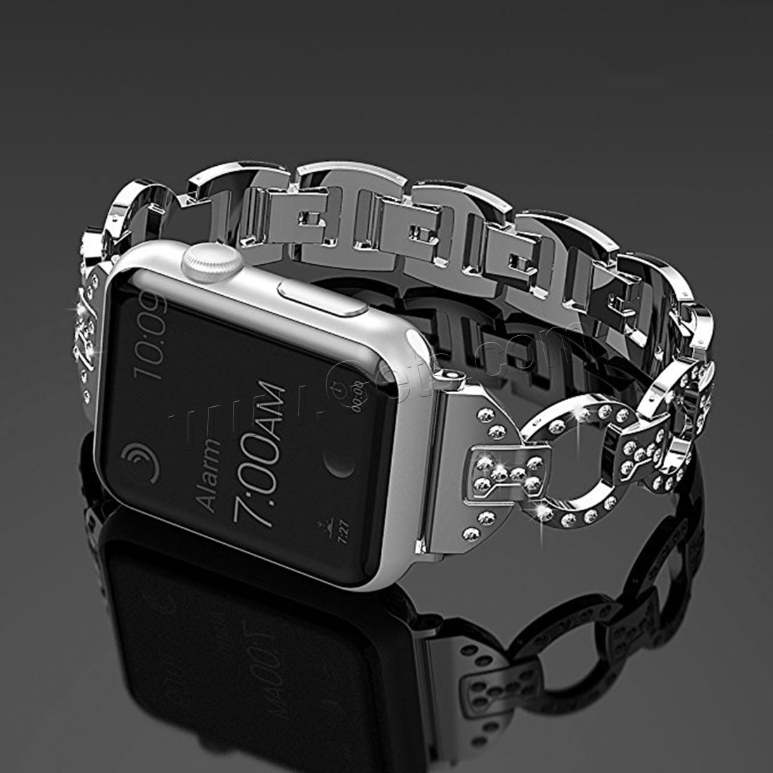 alliage de zinc bracelet de montre, Placage, pour Apple Watch & normes différentes pour le choix & avec strass, plus de couleurs à choisir, Longueur:Environ 8.2 pouce, Vendu par brin