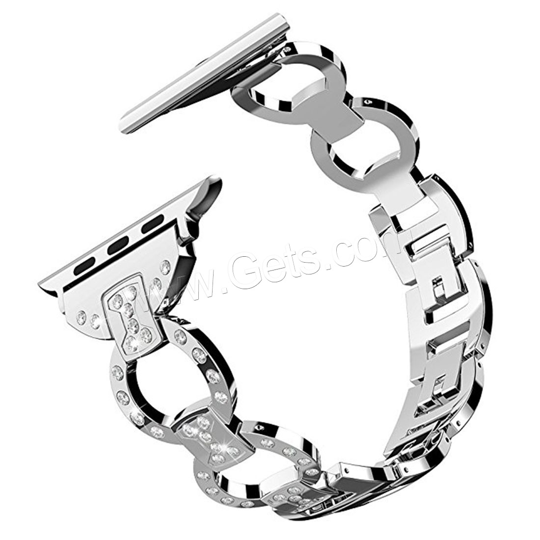 alliage de zinc bracelet de montre, Placage, pour Apple Watch & normes différentes pour le choix & avec strass, plus de couleurs à choisir, Longueur:Environ 8.2 pouce, Vendu par brin