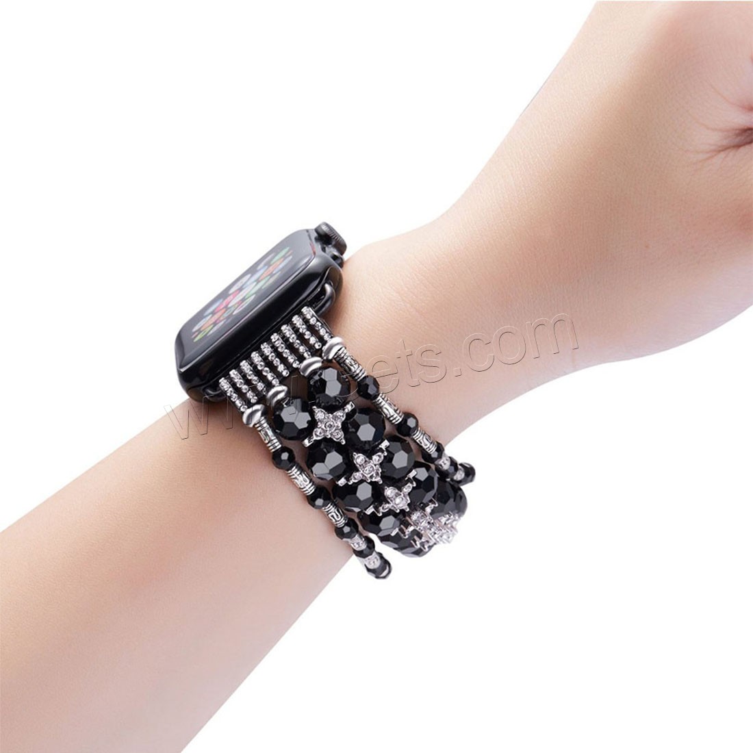 Zinc Alloy Watch Band, with Crystal, plated, for Apple Watch & different size for choice & with rhinestone, more colors for choice, Length:Approx 8.2 Inch, Sold By Strand