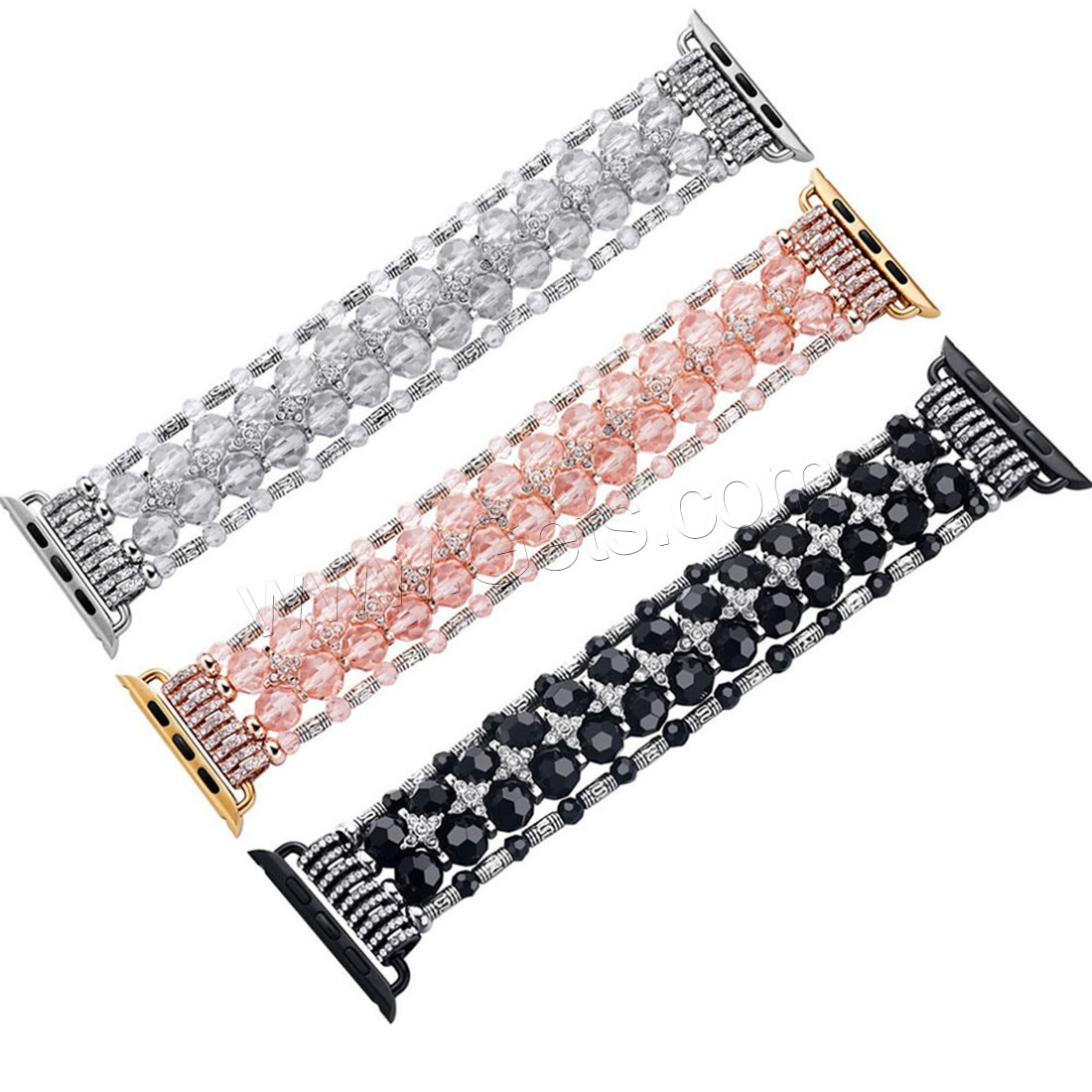 Zinc Alloy Watch Band, with Crystal, plated, for Apple Watch & different size for choice & with rhinestone, more colors for choice, Length:Approx 8.2 Inch, Sold By Strand