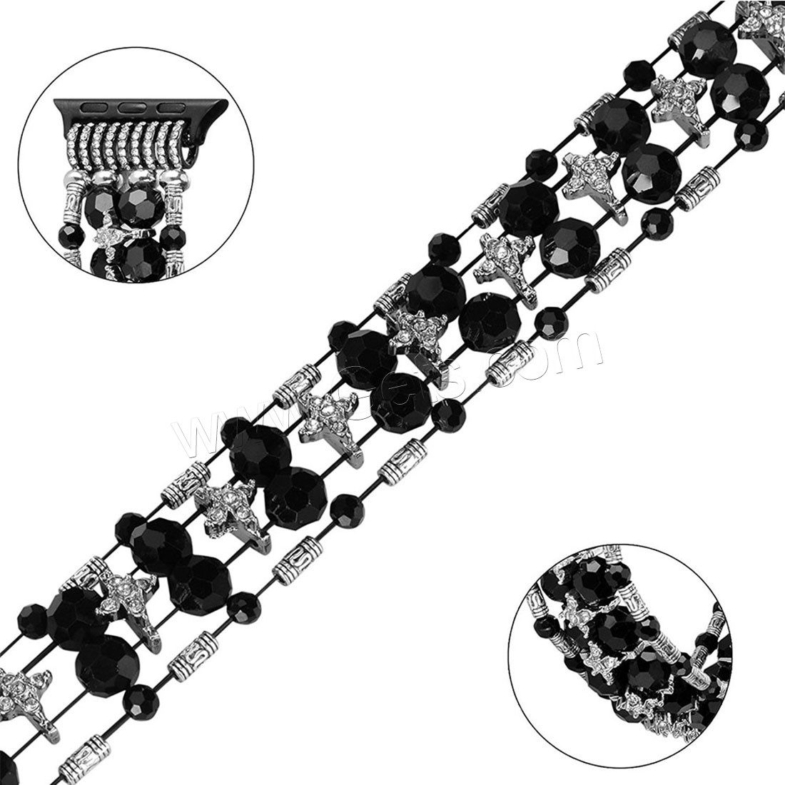 Zinc Alloy Watch Band, with Crystal, plated, for Apple Watch & different size for choice & with rhinestone, more colors for choice, Length:Approx 8.2 Inch, Sold By Strand