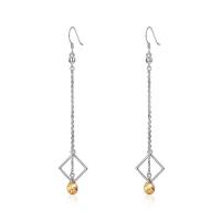 Brass Drop Earring, with Austrian Crystal, real silver plated, for woman & faceted, lead & cadmium free 