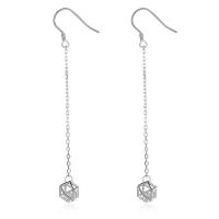 Boucles d'oreilles en laiton zircon cubique, avec zircon cubique, Plaqué d'argent, pour femme, sans plomb et cadmium Vendu par paire