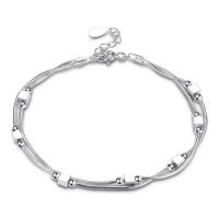 Brass Bracelets, with 5cm extender chain, real silver plated, for woman & , lead & cadmium free Approx 7.8 Inch 