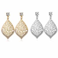 Boucle d'oreille de zinc alliage strass goutte, alliage de zinc, acier inoxydable puce boucle d'oreille, Placage, pour femme & avec strass, plus de couleurs à choisir, sans plomb et cadmium, 40mm, Vendu par paire